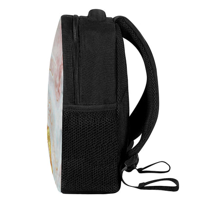 Pink Gold Liquid Marble Print Casual Backpack