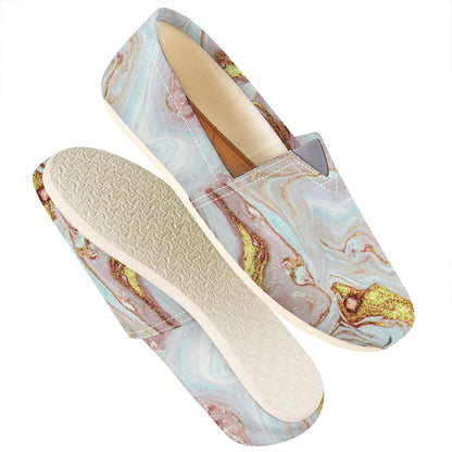 Pink Gold Liquid Marble Print Casual Shoes