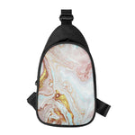 Pink Gold Liquid Marble Print Chest Bag