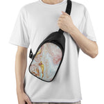 Pink Gold Liquid Marble Print Chest Bag