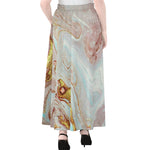 Pink Gold Liquid Marble Print Chiffon Maxi Skirt