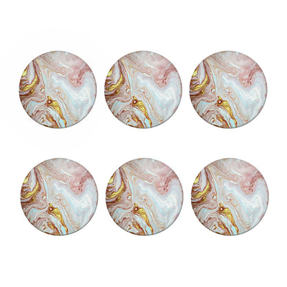 Pink Gold Liquid Marble Print Coaster Set