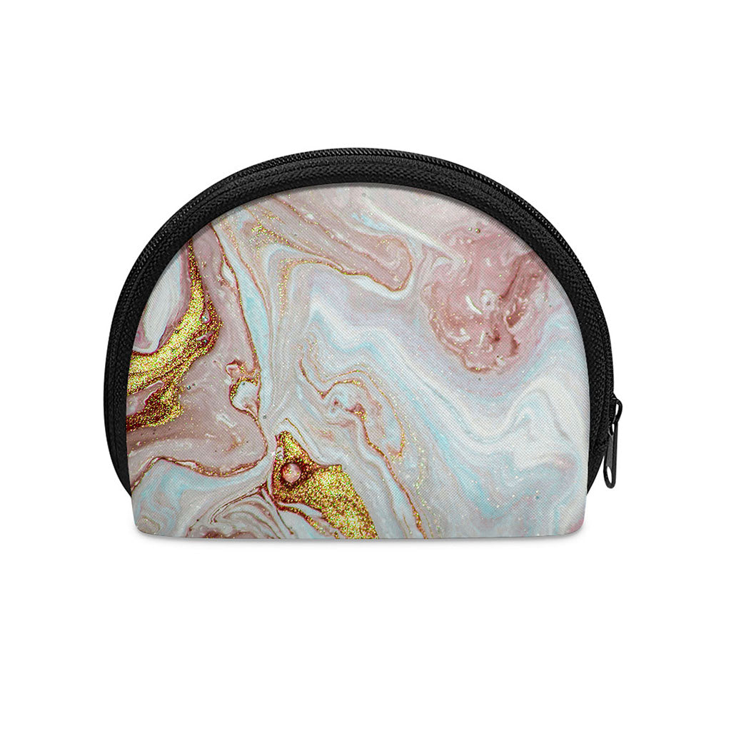 Pink Gold Liquid Marble Print Coin Purse