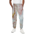 Pink Gold Liquid Marble Print Cotton Sweatpants