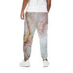 Pink Gold Liquid Marble Print Cotton Pants