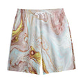 Pink Gold Liquid Marble Print Cotton Shorts