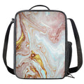 Pink Gold Liquid Marble Print Crossbody Lunch Bag