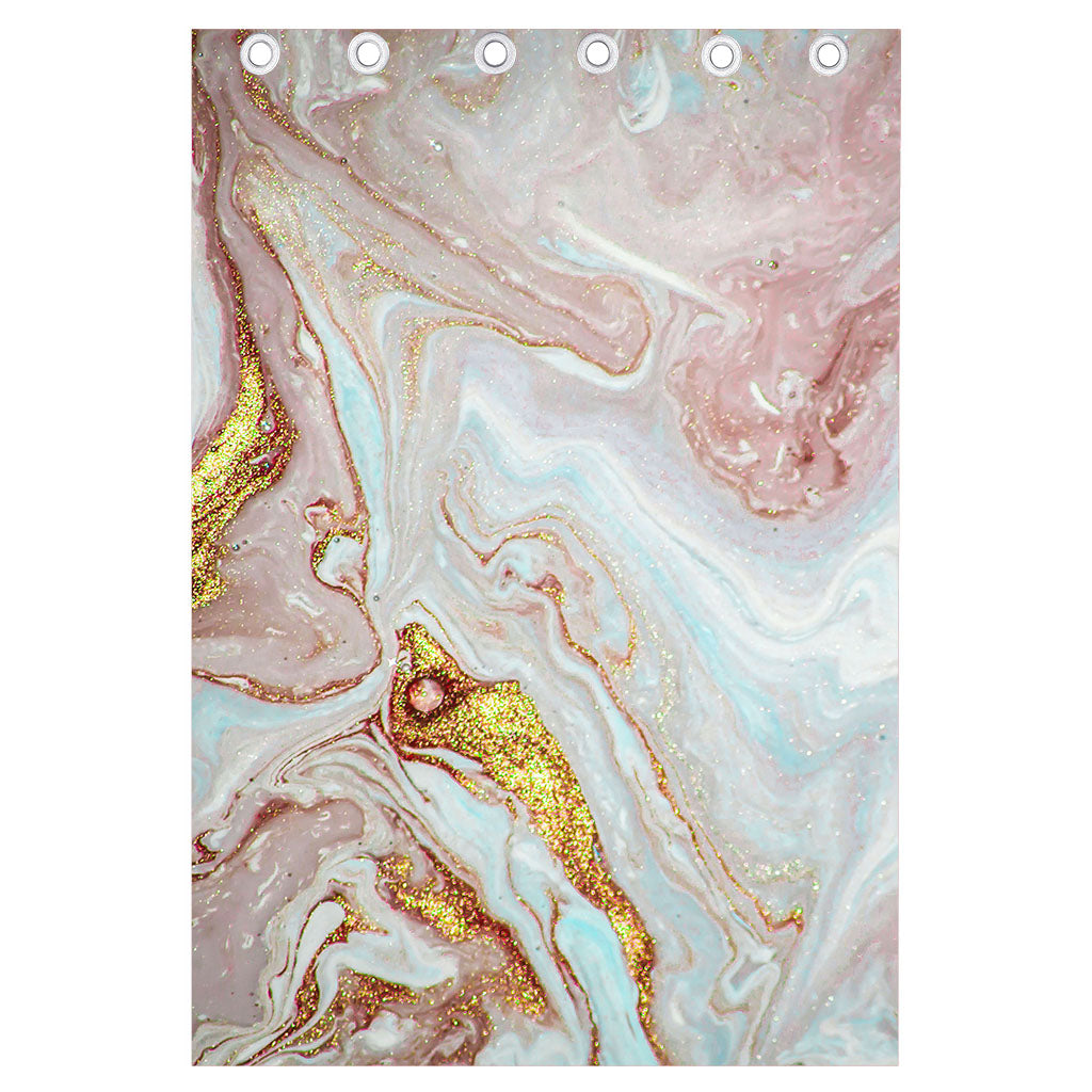 Pink Gold Liquid Marble Print Curtain