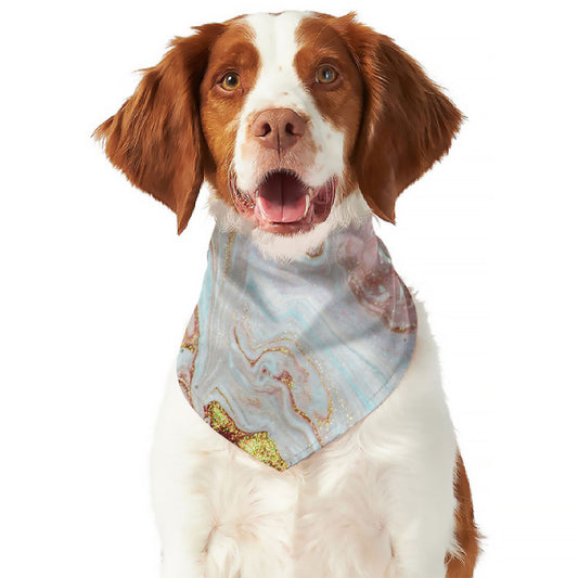 Pink Gold Liquid Marble Print Dog Bandana