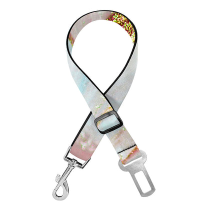 Pink Gold Liquid Marble Print Dog Seat Belt