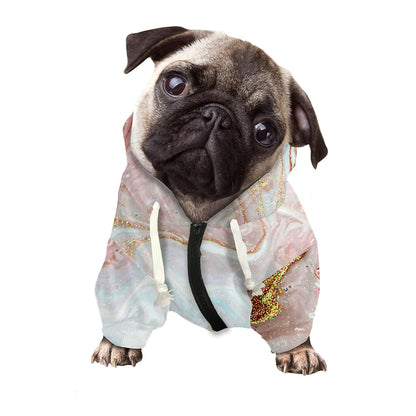 Pink Gold Liquid Marble Print Dog Zip Up Hoodie
