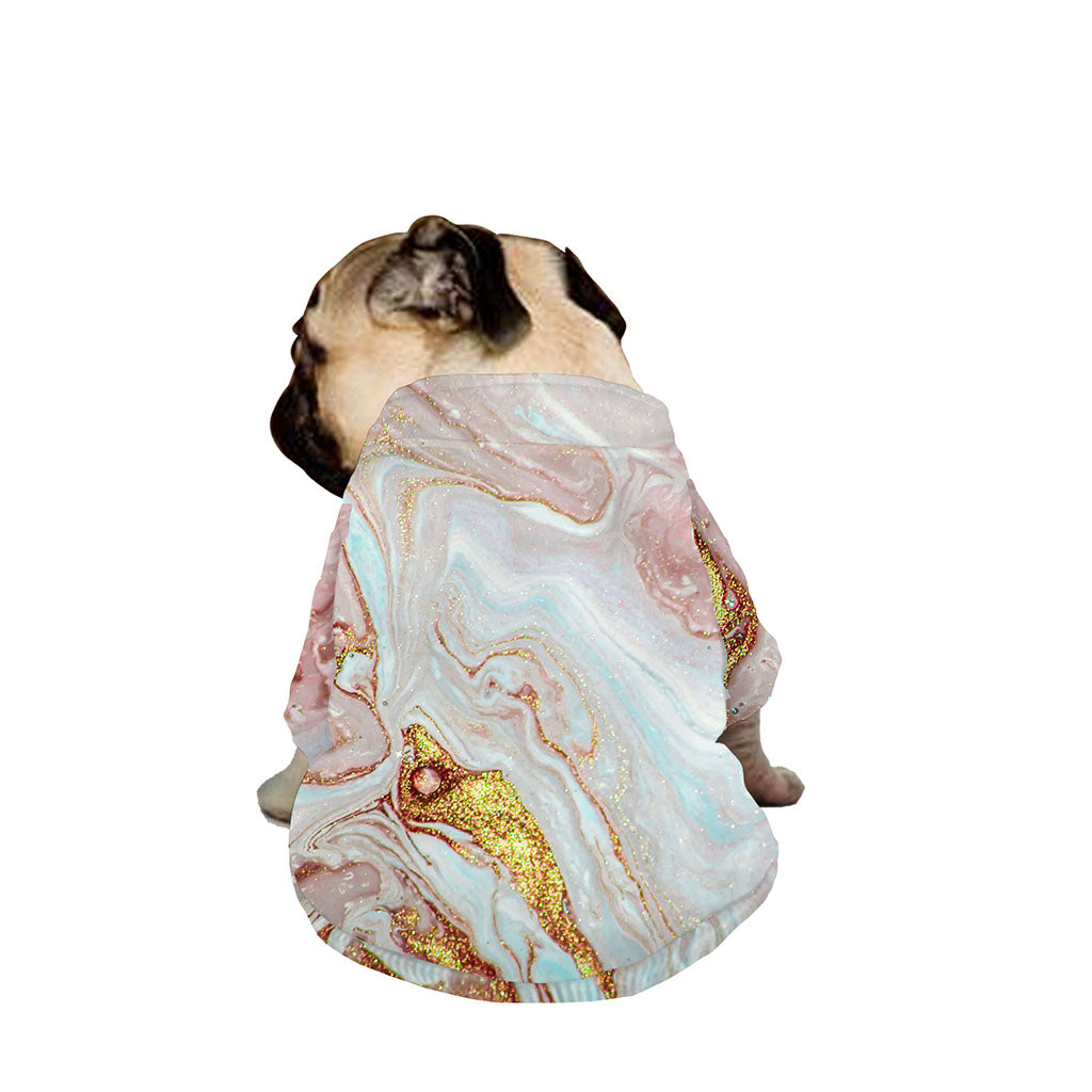 Pink Gold Liquid Marble Print Dog Zip Up Jacket