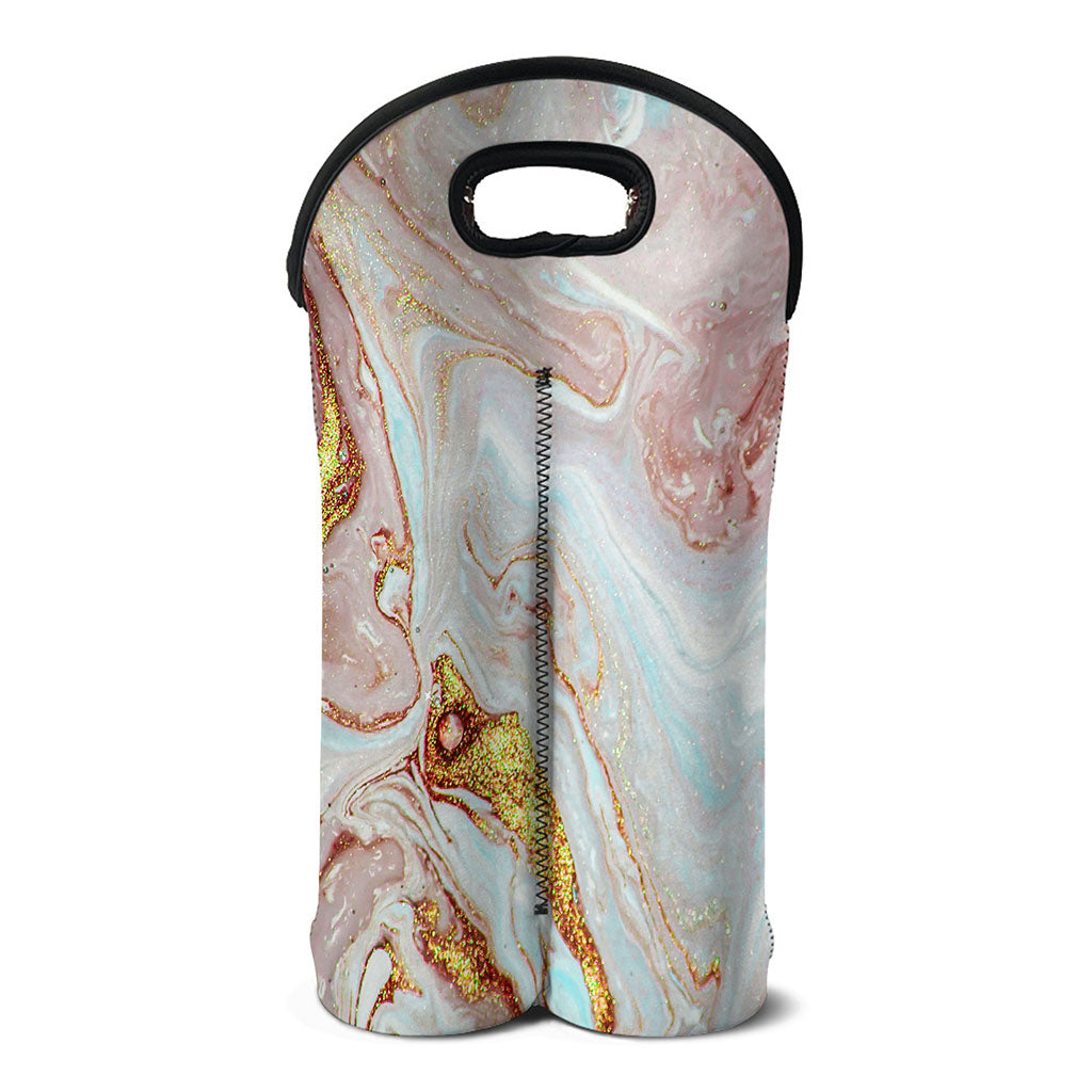 Pink Gold Liquid Marble Print Double Neoprene Wine Tote