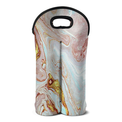 Pink Gold Liquid Marble Print Double Neoprene Wine Tote