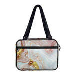 Pink Gold Liquid Marble Print Double Strap Bible Bag