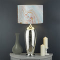 Pink Gold Liquid Marble Print Drum Lamp Shade
