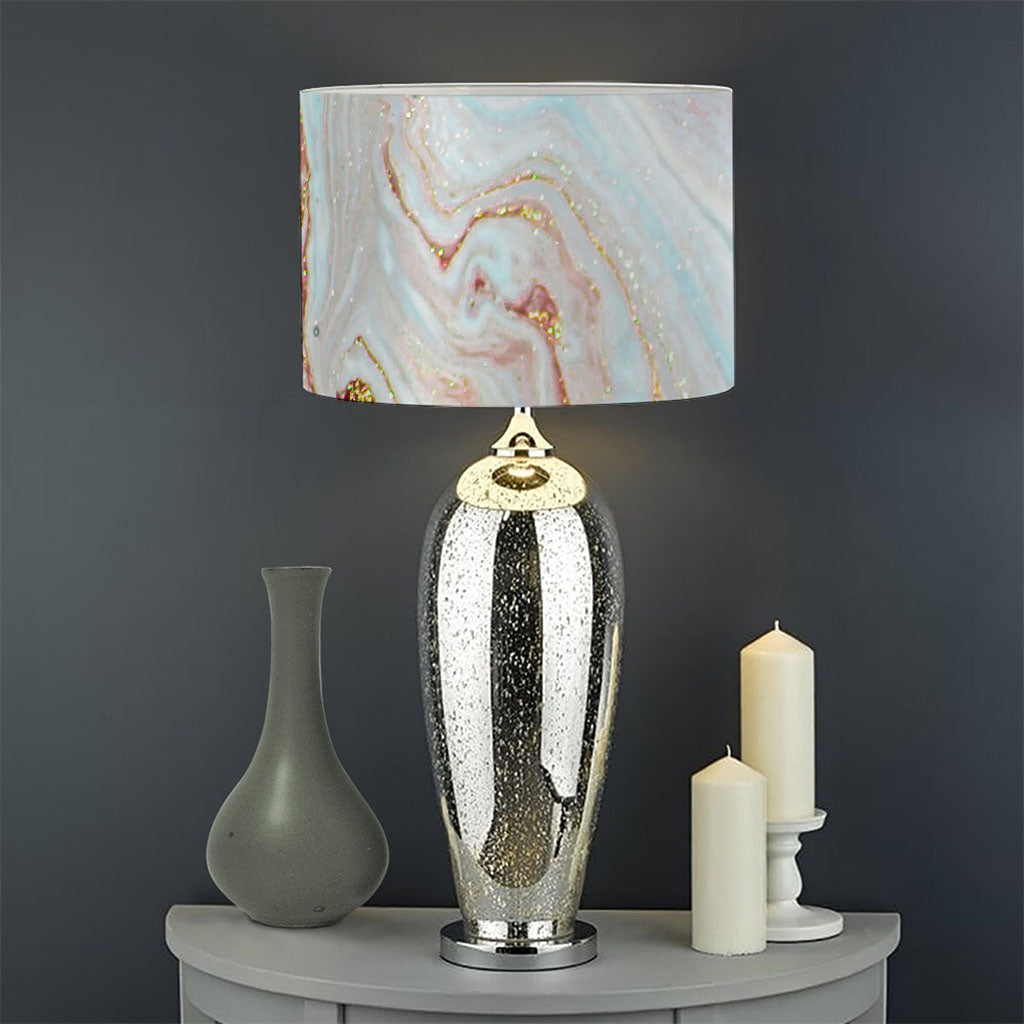 Pink Gold Liquid Marble Print Drum Lamp Shade