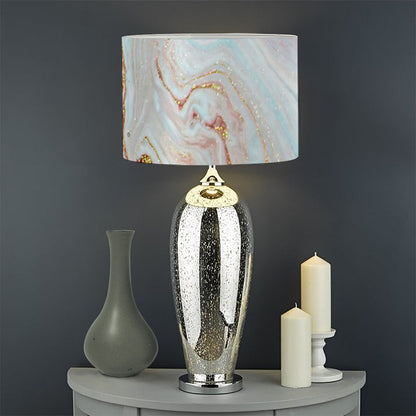 Pink Gold Liquid Marble Print Drum Lamp Shade