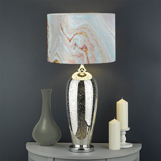 Pink Gold Liquid Marble Print Drum Lamp Shade