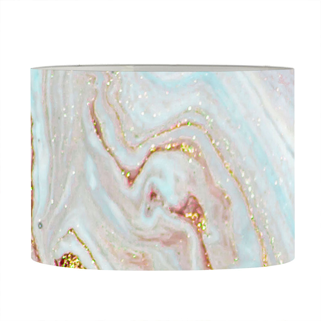 Pink Gold Liquid Marble Print Drum Lamp Shade