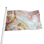 Pink Gold Liquid Marble Print Flag