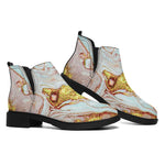 Pink Gold Liquid Marble Print Flat Ankle Boots