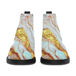 Pink Gold Liquid Marble Print Flat Ankle Boots