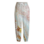 Pink Gold Liquid Marble Print Fleece Lined Knit Pants