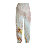 Pink Gold Liquid Marble Print Fleece Lined Knit Pants