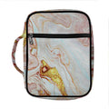 Pink Gold Liquid Marble Print Front Pocket Bible Bag