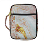 Pink Gold Liquid Marble Print Front Pocket Bible Bag
