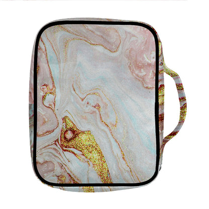 Pink Gold Liquid Marble Print Front Pocket Bible Bag