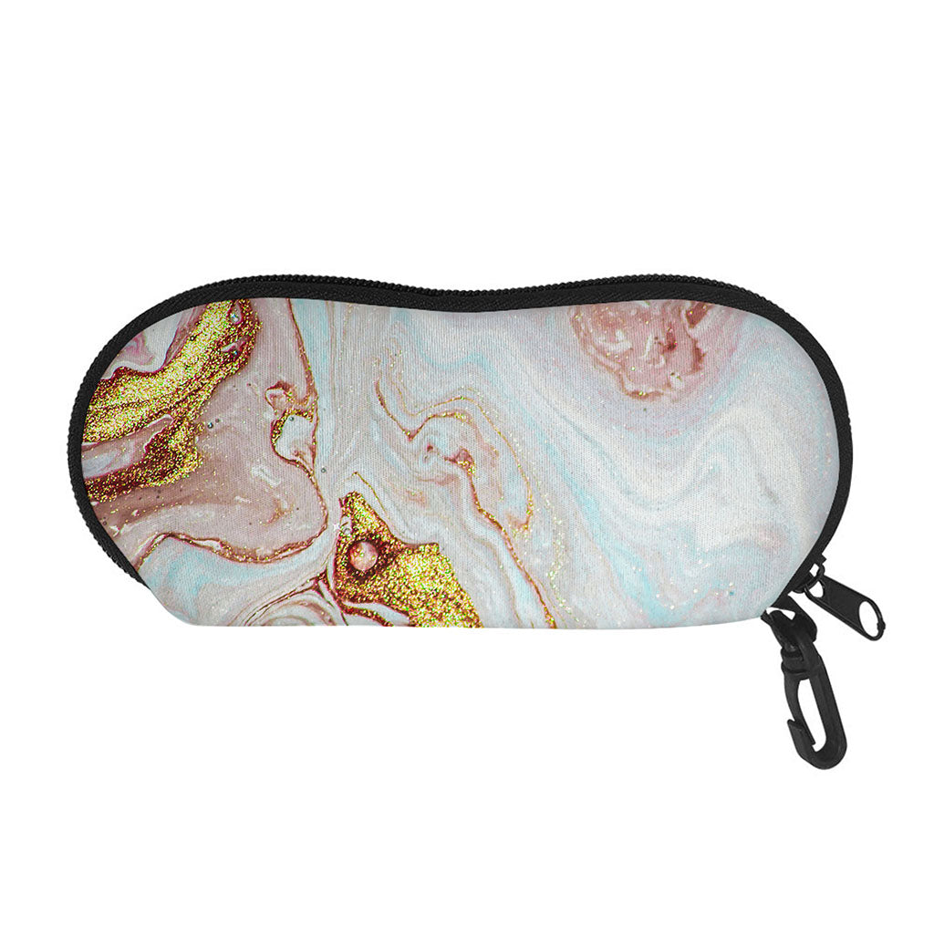Pink Gold Liquid Marble Print Glasses Case