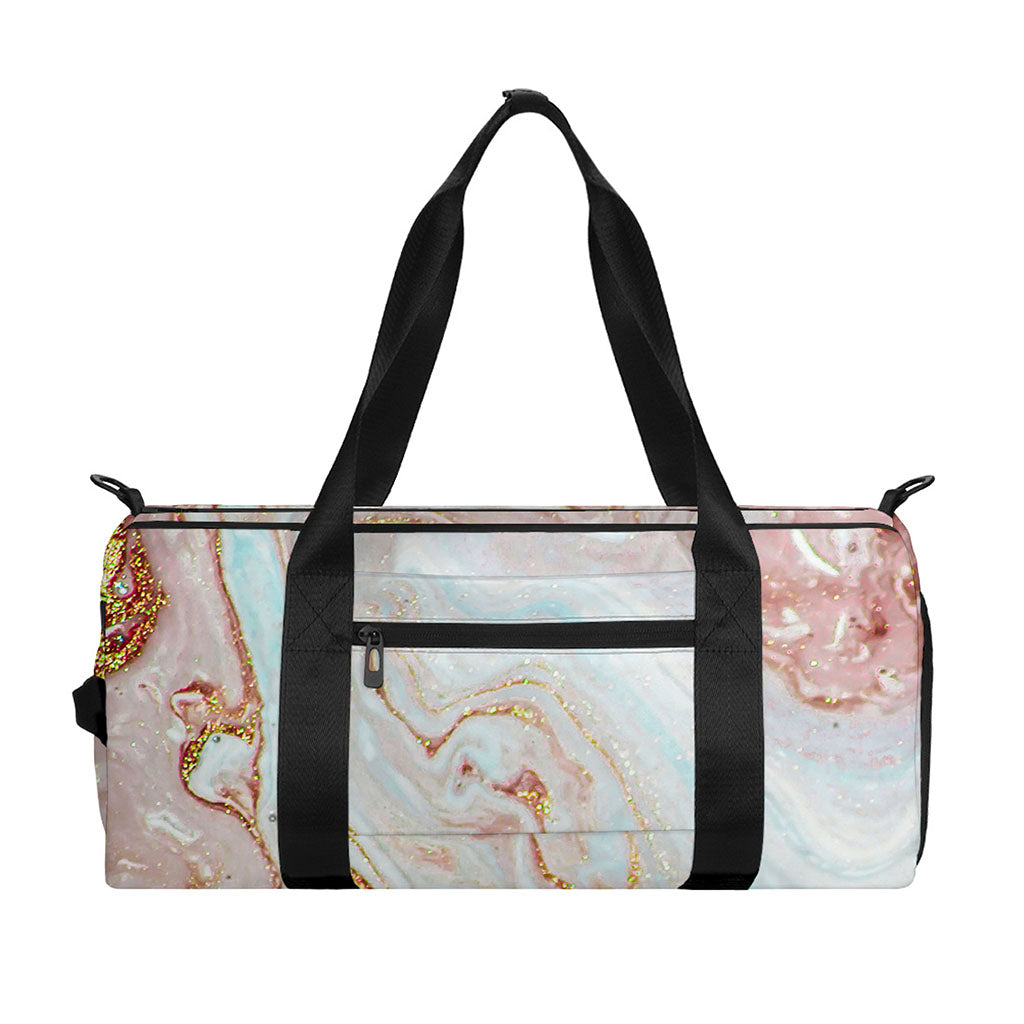 Pink Gold Liquid Marble Print Gym Bag