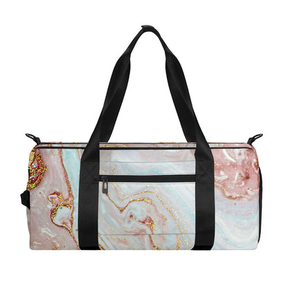 Pink Gold Liquid Marble Print Gym Bag