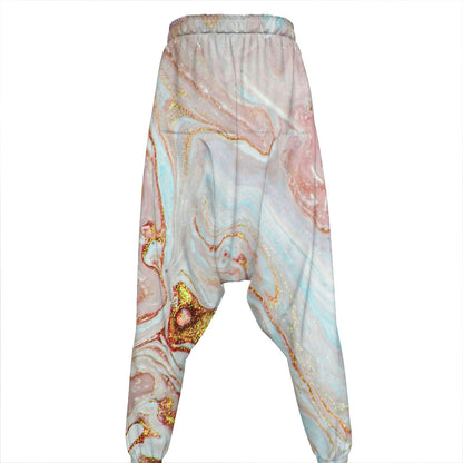 Pink Gold Liquid Marble Print Hammer Pants