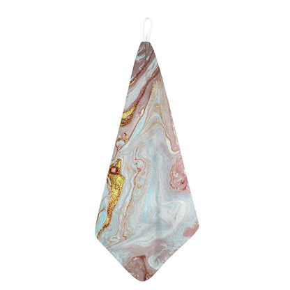 Pink Gold Liquid Marble Print Hand Towel