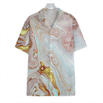 Pink Gold Liquid Marble Print Hawaiian Shirt