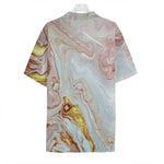 Pink Gold Liquid Marble Print Hawaiian Shirt