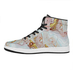 Pink Gold Liquid Marble Print High Top Leather Sneakers