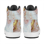 Pink Gold Liquid Marble Print High Top Leather Sneakers