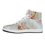Pink Gold Liquid Marble Print High Top Leather Sneakers