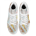 Pink Gold Liquid Marble Print High Top Leather Sneakers