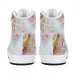 Pink Gold Liquid Marble Print High Top Leather Sneakers