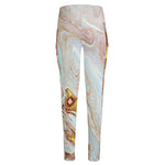 Pink Gold Liquid Marble Print High-Waisted Pocket Leggings