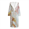 Pink Gold Liquid Marble Print Hooded Bathrobe