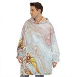 Pink Gold Liquid Marble Print Hoodie Blanket