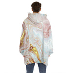 Pink Gold Liquid Marble Print Hoodie Blanket