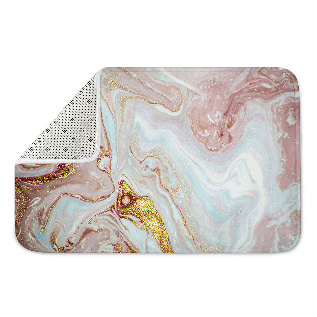 Pink Gold Liquid Marble Print Indoor Door Mat