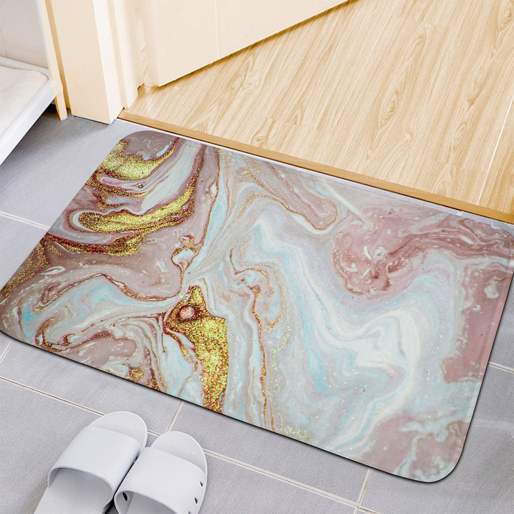 Pink Gold Liquid Marble Print Indoor Door Mat